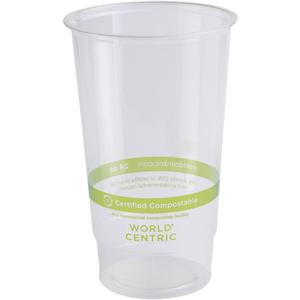 100% Compostable Cups by World Centric, Made from Ingeo PLA, for Cold Drinks, Clear, 24 oz (Pack of 1000)