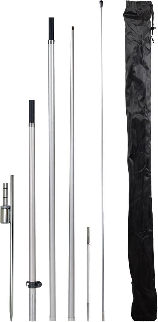 LookOurWay Feather Flag Pole Kit - 13 Feet Tall Swooper Flag Pole Kit with Rotating Ground Spike - Banner Flag Pole for 12ft Arc Shaped Outdoor Advertising Flags