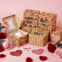 Tenare 48 Pcs Mother's Day Treat Boxes, Heart Kraft Paper Bakery Cupcake Cookie Boxes with Window for Wedding Chocolate Doughnut Holiday Pastries, 4x4x2.5 Inches
