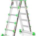 Ladder, Multi Position 5 Step Ladder Extension, 17 Ft Anti-Slip A Frame Compact Folding Ladder, 330LBS Adjustable Telescopic Aluminum Ladders for Home Stairs Roof Outdoor, Home Staircases