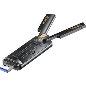 WiFi 7 Wireless Network Card, Plug and Play Without Removing Host, USB 3.0, Total Speed 6500Mbps, Tri-Band Wireless, Driver Included, Windows 10/11 Compatible