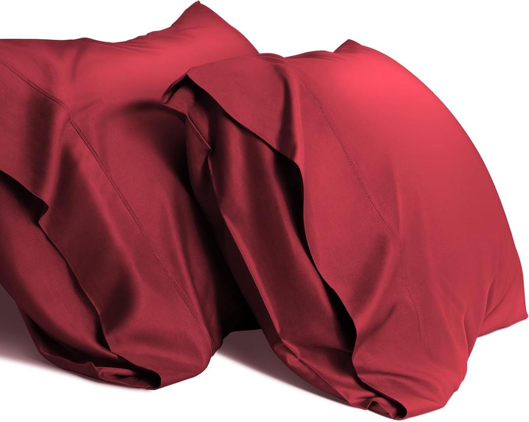 Cooling King Pillow Cases Set of 2 Breathable Cool Silky Soft Moisture Wicking for Hot Sleepers, Hair and Skin Friendly, Red, 2 Pack, 20x36IN