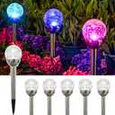 GIGALUMI Solar Outdoor, Cracked Glass Ball Solar Garden Lights, Color Changing Lights Outdoor,Garden LED for Path, Patio, Yard, 6 Pack Pathway