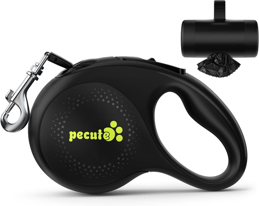 Retractable Dog Leash for Large Dog, 26ft Heavy Duty Retractable Pet Leash with Poop Bag Holder, 360 Tangle-Free, One-Button Control, Reflective Leashes for Medium/Large Dogs Up to 110 lbs(Black)