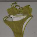 SweatyRocks Women's 2 Piece Bikini Set Striped Print Spaghetti Strap Push Up Swimsuit (Yellow, S)