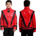 Red and Black Leather Jacket Cosplay PU Coat (L)