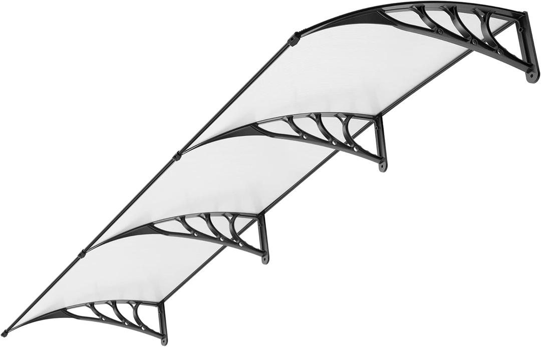 VIVOHOME Polycarbonate Window Door Awning Canopy Transparent with Black Bracket 40 Inch x 120 Inch