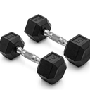 CAP Barbell 10 LB Rubber Coated Hex Dumbbell Hand Weight  Pair | Chrome Handle