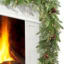 JOJOLEE 72inch Pre-Lit Christmas Garland with Timer Lights, Battery Operated Mixed PE Pine Greenery Garland with Natural Pine Cones, Realistic Evergreen Holiday Mantle Fireplace Stair Doorway Dcor