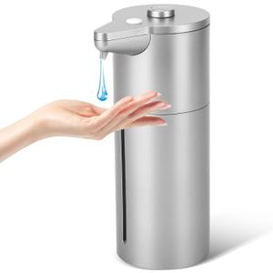 Automatic Soap Dispenser Touchless,Upgrade Adjustable Volume for Thick and Thin Liquid Battery Hand Soap Dispenser,Dish Soap Dispenser Kitchen Bathroom,Auto Soap Dispenser Hands Free Silver