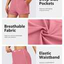 MathCat Womens Workout Shorts, Elastic High Waist Athletic Shorts with Pockets Stretchy Active Shorts for Running Sports Pink (Pink, L)