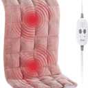 Massaging Heating Pad for Back Pain Relief,12"x24" Weighted Heating Pads for Neck/Shoulder/Leg with Massager 2.86Lbs,3 Heat Levels,3 Vibration Settings,(Pink)
