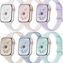 6 Pack Thin Bands Compatible with Apple Watch Band 44mm 45mm 46mm 49mm Women Men, Sport Silicone Strap Slim Wristband for iWatch Series 11 10 9 8 SE 7 6 5 4 3 2 1 Ultra (White/Sand Pink/Purple Fog/Starlight/Sky/Seafoam)