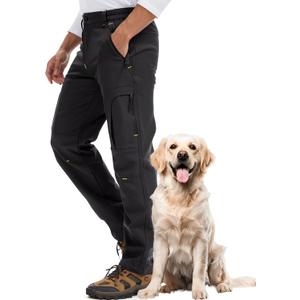 Lizorn Men's Snow Ski Pants Waterproof Insulated Winter Softshell Fleece Lined Hiking Work Snowboard Trousers for ColdWeather (34, Black)