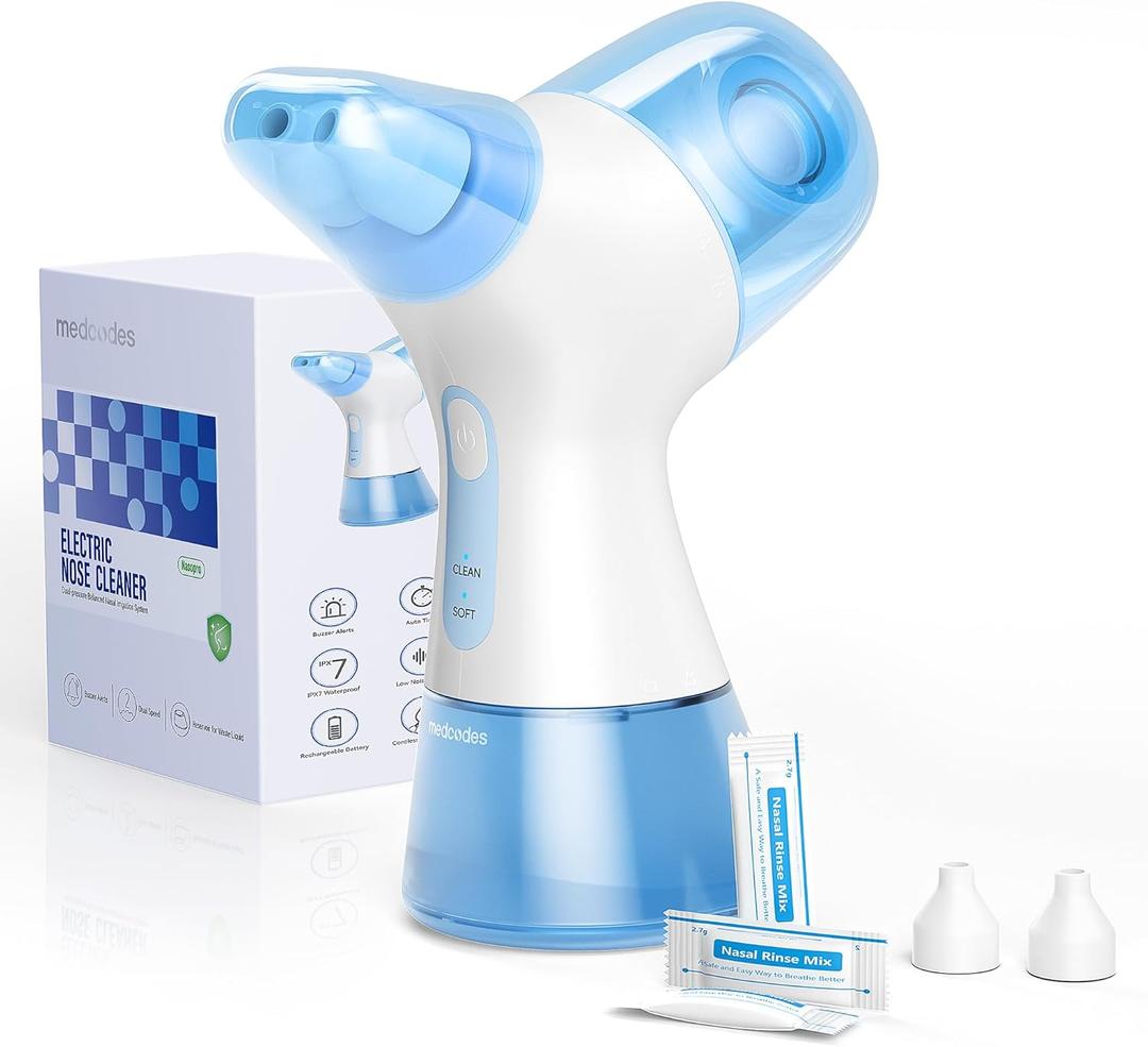 Nasal Irrigation System, Electric Sinus Rinse Machine with 30 Salt Packets, Dual Water Tank Self-Cleaning and Automatic Waste Collection, Nasal Washer for Congestion & Sinus Care