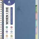 Clever Fox When I Die Planner With Pockets for Documents  End-of-Life Organizer Binder for Important Personal Info & Final Wishes (Smoke Blue)