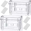 Vicenpal Outdoor Business Card Holder Clear Wall Mount Acrylic Business Card Box Included Peel and Stick for Office Store Trucks Wall Outdoor 4.25 x 1.46 x 2.87 inch(2 Pieces)