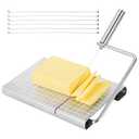 Cheese Slicer with 6 Wires, Stainless Steel Cheese Cutter with Scale, Block Cutting Board, Charcuterie Slicer