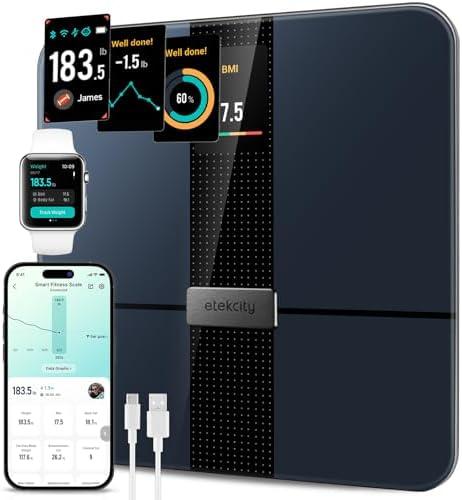 Etekcity Smart Scale for Body Weight Fat, Digital Bathroom Weighing Machine for Accurate BMI Muscle Mass Composition, Home Use Apple Health Compatible Fitness Equipment