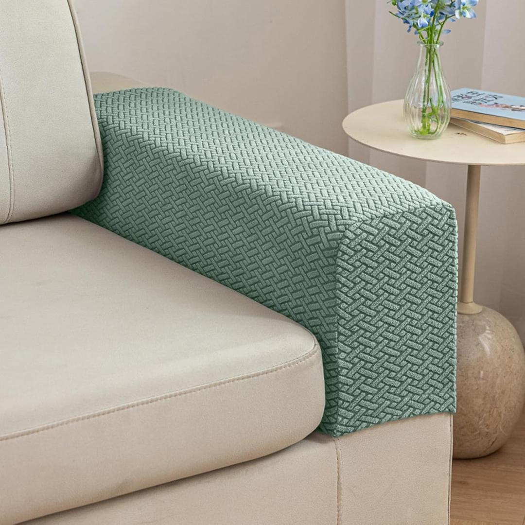 Yoovat Couch Arm Covers Sofa Arm Cover armrest Covers for Sofa Couch Armrest Cover Chair Arm Cover Set of 2 (Texture-Green,Large (Set of 2))