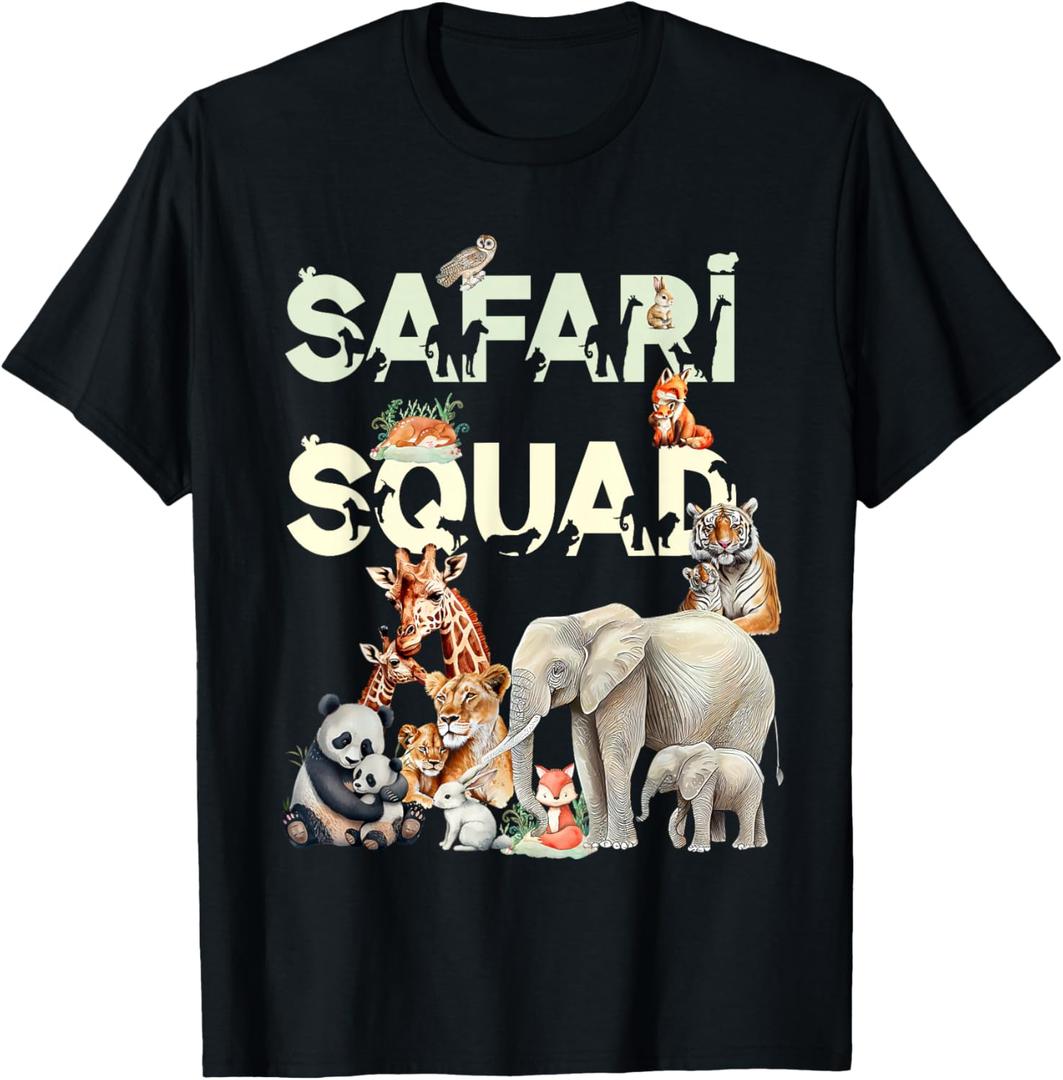 Safari Squad Animals Funny Zoo Animal Lovers Funny Safari T-Shirt (L, Black)