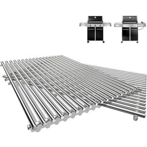 QuliMetal 19.5" 9MM Grill Grates for Weber Genesis 300 Series  Grill Parts for Weber Genesis E310 E320 E330 S310 S320 S330 (2007-2016), Weber 7528/7524, Pit Boss PB700 Series, 304 Stainless Steel (Fits Genesis 300 With Front Knobs)