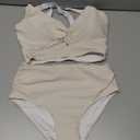 Herseas Women's Textured Bikini Sets Twist Front Top Swimsuits High Waisted Bathing Suits Size S