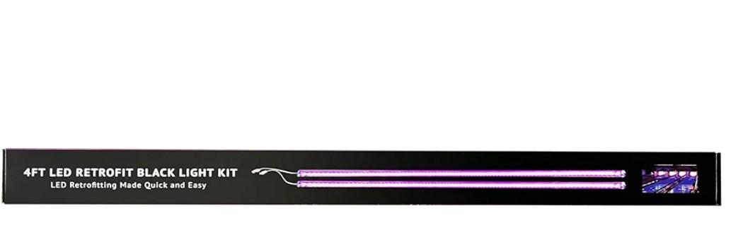 4ft LED Retrofit Black Light Kit – Energy Efficient, Easy Installation, UV Blacklight for Decorative Lighting, Fluorescent Bulb Replacement, Ideal for Parties, Clubs, and Artistic Projects (1 Bar)