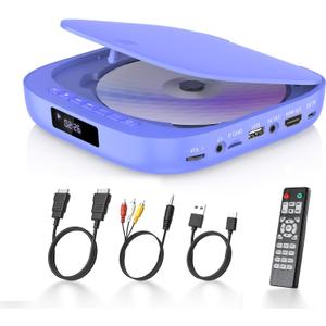 DVD Players for TV Desobry Mini DVD Player HDMI RCA Output 1080P HD All Region Free DVD CD Player with Remote Control, Compact Disc Player for Smart TV Support USB/TF Card, PAL/NTSC