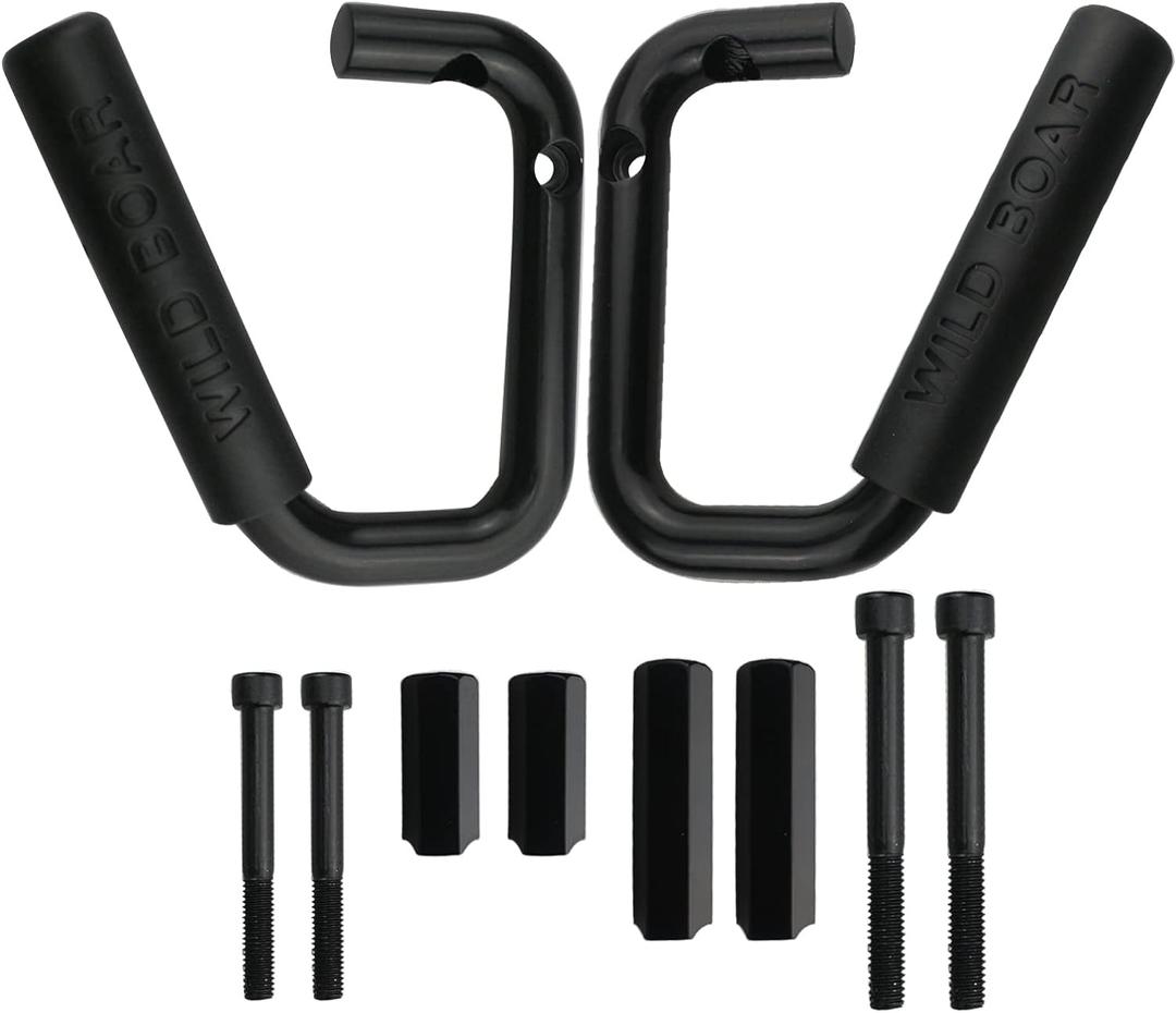 Pack of 2 Front Grab Bar Grab Handles Black Textured Compatible with 2007-2017 Jeep Wrangler JK JKU Car