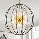 Modern Crystal Entryway Chandelier, Globe D28"