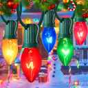 25FT C7 Christmas Lights Outdoor, Clear Multicolor Christmas Lights with 27 Clear Colorful Bulbs (2 Spare), Hanging Vintage Christmas Light for Christmass Day Prom Party Wedding Decor, Green Wire