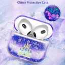 for Airpods 3rd Generation Case - Quicksand Liquid Cute Kawaii Mujer Girl Women Aesthetic Cover Sparkling Sparkle Glitter Bling Purple Castle Keychain Girly for Airpods 3 Case