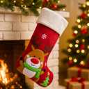 Christmas Stocking Reindeer Large Xmas stockings for Kids Christmas Stocking One Piece 3D Animal Christmas Stockings for Boys Girls Gift Candy Bags with Embroidered Snowflake Christmas Tree Home Decor (Pola Bear)