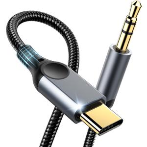Aux to USB C Audio Cable [4FT], Type C to 3.5mm Aux Cord Hi-Fi DAC Headphone Jack Adapter Dongle Compatible with iPhone 17/16/15, Samsung S26/S25/S24/S23,iPad Pro,Pixel,Car,Headphones,Speakers-Grey