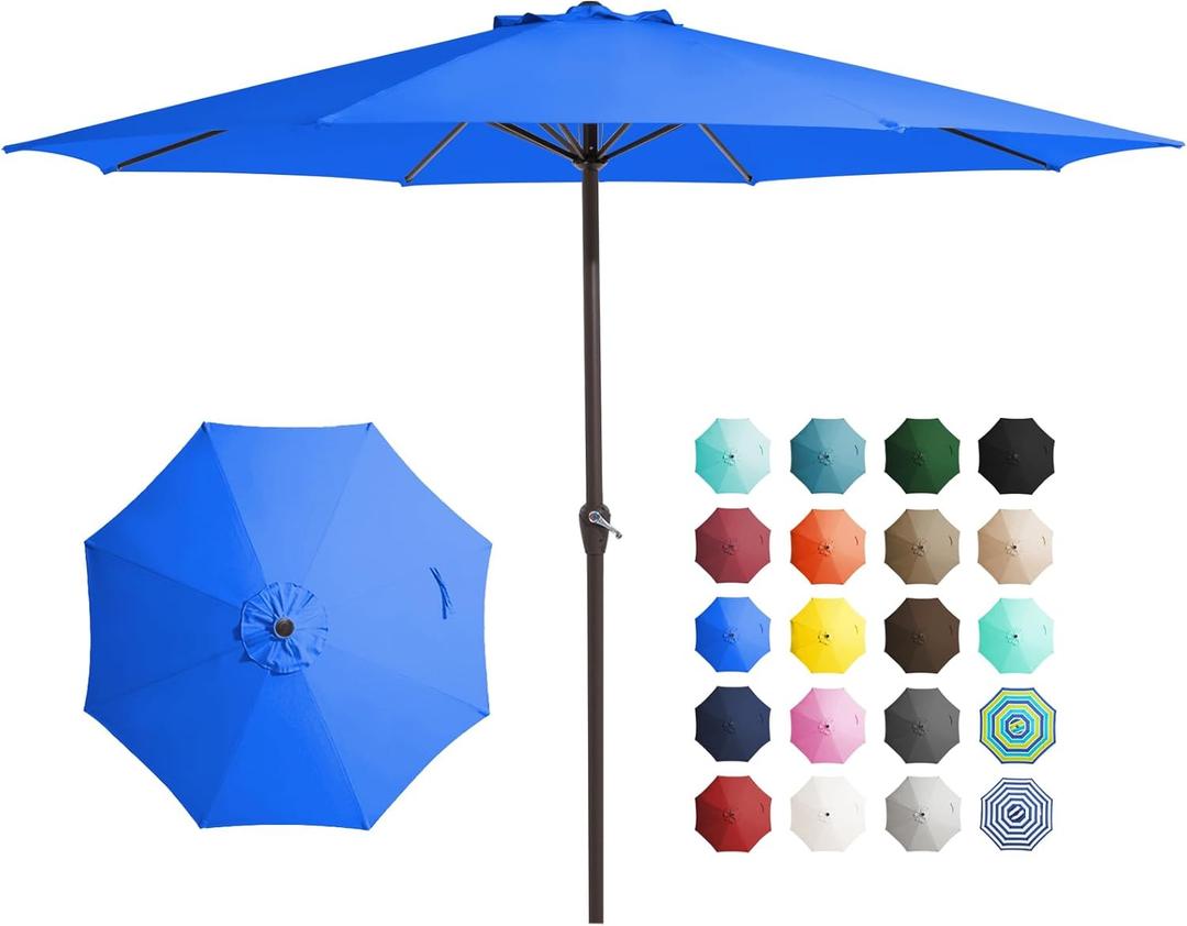 JEAREY 12' Patio Umbrellas Outdoor Table Market Umbrella w/Crank, 8 Sturdy Ribs, UV Protection Waterproof Sunproof for Garden, Deck, Backyard, Pool(Royal Blue)