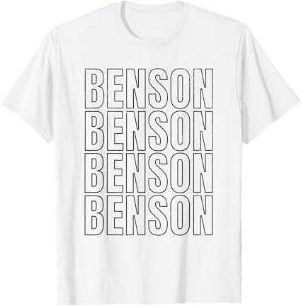 Benson First Name T With Glasses Personalized Vintage Tee T-Shirt, White, L