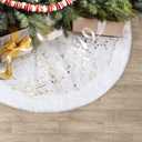 S-DEAL Christmas Tree Skirt with Golden Berries, 24Inches Faux Fur Plush Tree Skirt for Holiday Home Decor Xmas