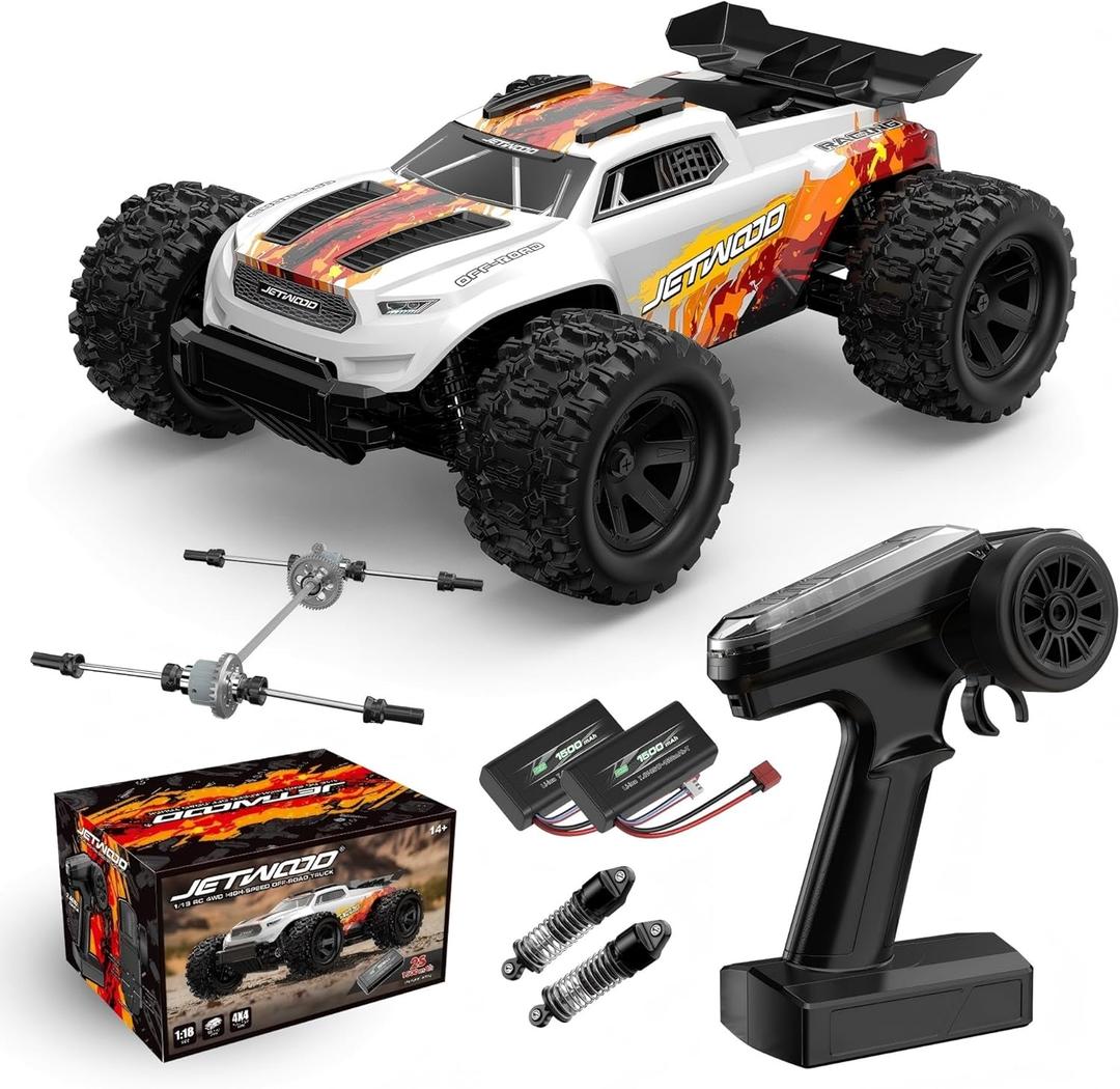 Jetwood 1:18 RC Buggy 36 KPH Fast RC Cars for Adults, 4WD Ready to Run Remote Control Car with 2 Batteries, Hobby RC for Boys and Beginners, JC18W