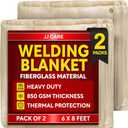 2 Pack Welding Blanket - 6ft x 8ft, 850GSM Fiberglass Welding Blanket for Smokers with Brass Grommets, Heavy Duty Fireproof Welders Mat for Industrial, Smoker, Grill and Camping