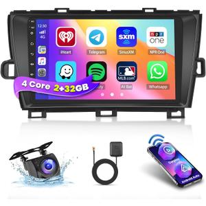 2+32G Android 15 Car Stereo Radio for Toyota Prius 2010-2015 with JBL, 9'' HD Touch Screen Compatible with CarPlay Android Auto, AHD Backup Camera, Mirror Link, GPS, WiFi, DSP