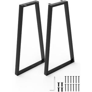Metal Table Legs 28 Inch - Kitchen Dining Desk Leg Trapezoid Heavy Duty Steel Furniture Replacement Feet for DIY Bench, Stool, Chair, Coffee Tables, End/Side Table (Set of 2, Black)