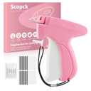 Stitch for Clothes - Handheld Stitch Quick Clothing Fixer - Tagging - Includes 6 Needle, 1000 Black Fasteners & 1000 White Fasteners (Pink/Orange)