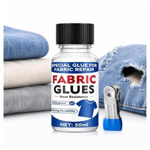 4 x Fabric Glue Permanent, Washable Clear Glue for Clothing Patch, Liquid, Quick-fix Fabric Adhesive for Cotton, Canvas, Denim, Textile, Doll, Leather, Nylon, Polyester, Flannel (50ml)