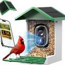 IsYoung Smart Bird Feeder with Camera, 2.5K QHD, AI Identify 16000+ Birds,Dual Solar Panel, AI Auto-Capture & Motion Detection, IP65 Weatherproof,170 Field of View, Perfect Bird Watching Gift (Green)