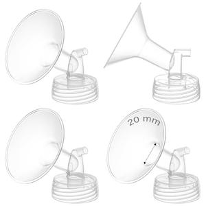 GOTOCUT 4PCS 20mm Breast Pump Flanges, Compatible with Spectra S1/S2/9Plus/Synergy Gold, Motif Luna, Wide-Mouth Bottle Fit, Breast Pump Accessories