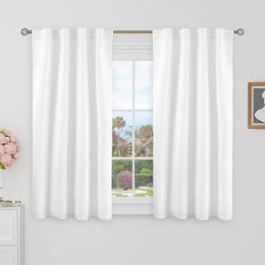 BGment Blackout Curtains 40 Inch Length for Small Window - 38 x 40 inch Curtains Rod Pocket and Back Tab Thermal Room Darkening Curtains for Kitchen/Cafe Room, 2 Window Panels, Pure White