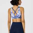 Lacoste Women's Recycled Print Sports Bra (Blue, M)