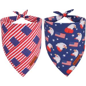 ADOGGYGO American Flag Dog Bandanas, Red Blue Patriotic Eagles USA Flag Scarf, Multi Size, 4th of July Bandana for Extra Large Dogs Pets (X-Large)