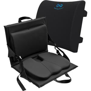 Everlasting Comfort Stadium Seat and Lumbar Pillow  Memory Foam Comfort and Posture Support for Bleachers, Chairs, and Travel